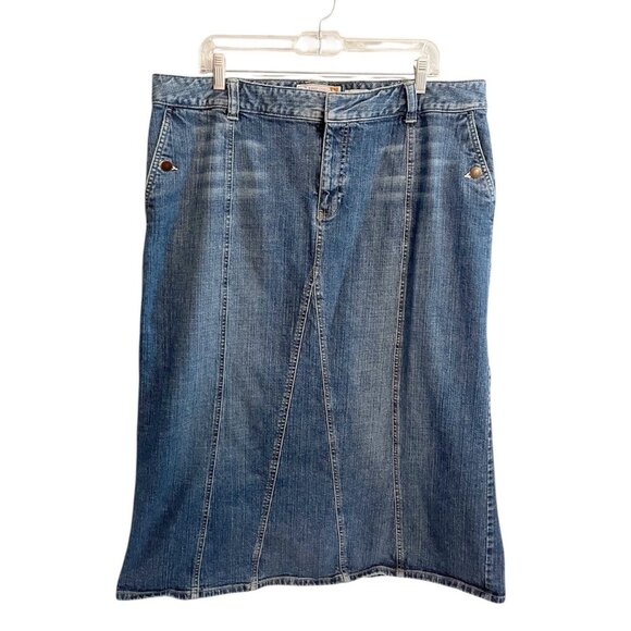 Old Navy Women’s Plus 18 Stretch Denim Maxi Skirt Long Modest Western Y2K 2000s - Picture 1 of 7